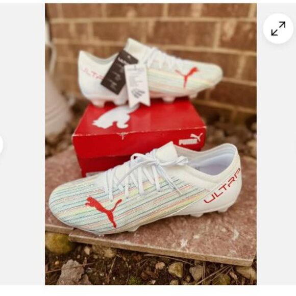 PUMA Ultra 3.2 FG AG White Red Blast Soccer Cleats 106300-03 Mens Size 13 NIB
